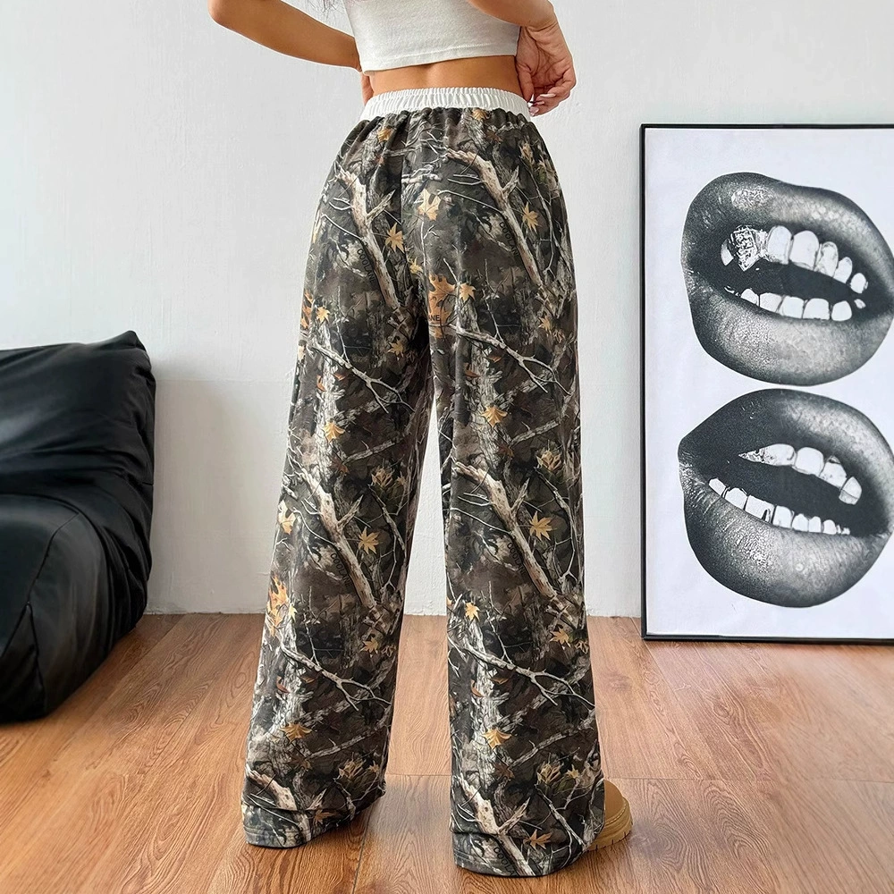 Эластичные camouflage брюки, свободный крой для подростков, регулируемая талия, размеры S–XXL