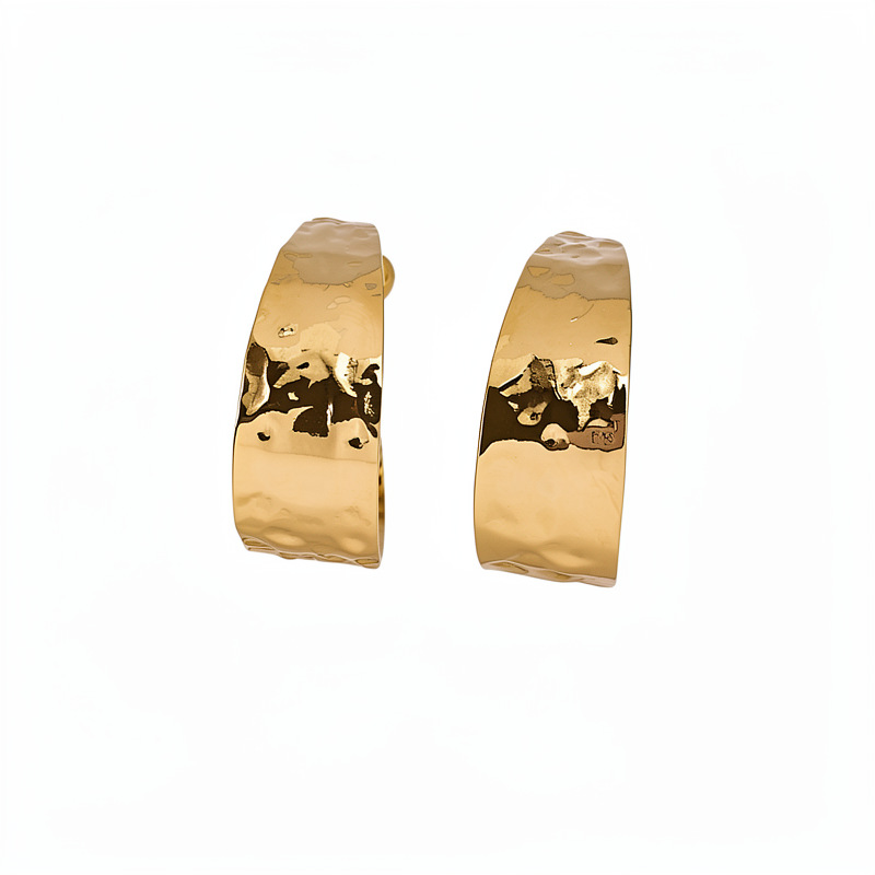 18k oro real chapado aguja de plata plegado pendientes redondos ligero lujo de alto nivel pendientes de metal de aire frío pendientes personales