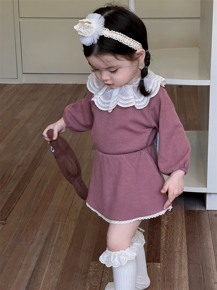 Trajes de primavera para niños ropa de bebé 2025 primavera ropa infantil coreana camiseta de muñeca vestido corto de dos piezas ropa de primavera