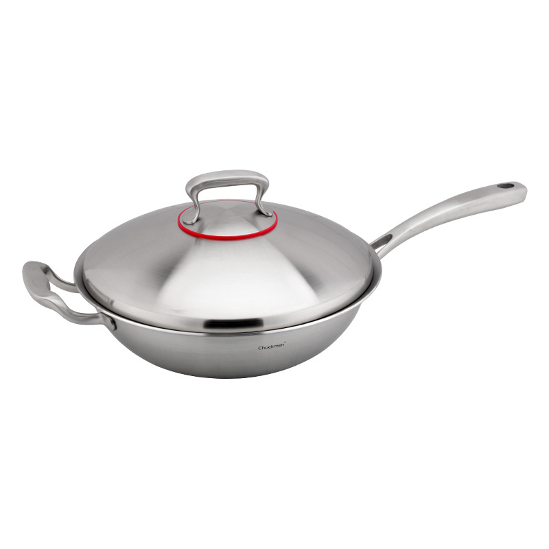 Chockmen Zhuo Deming 18 / 10 olla de acero inoxidable casera cubierta de acero de fondo grueso de tres capas de acero estofado olla de frita