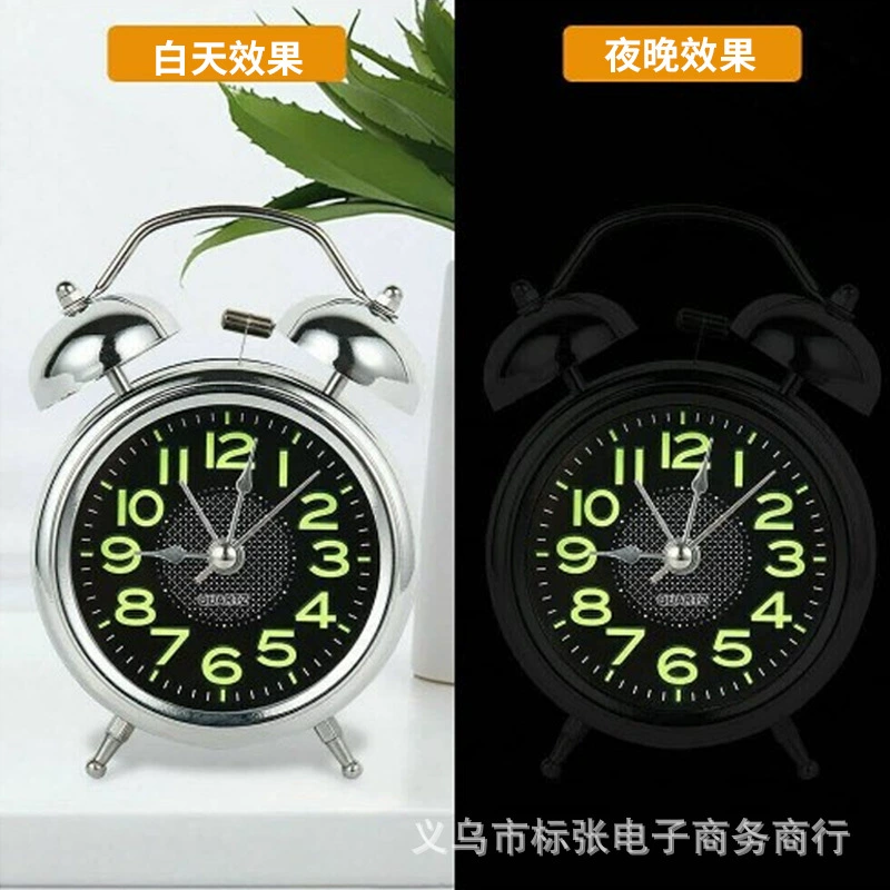 Тихий будильник 3-дюймовый металлический колокольчик часы