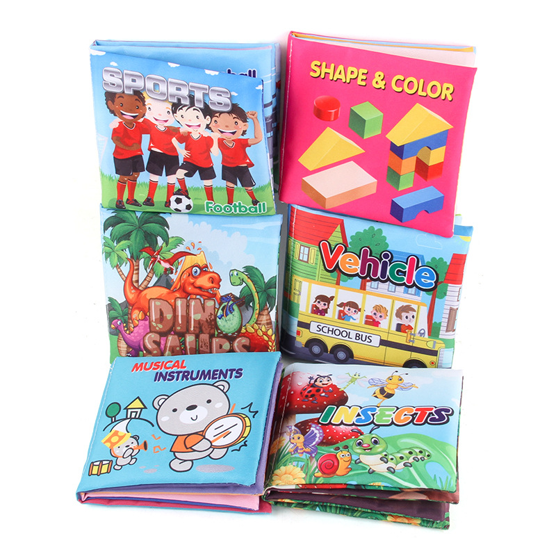 Foreign trade supply source baby cloth book, tear-resistant with sound paper, preschool English enlightenment traffic tools children's cloth book