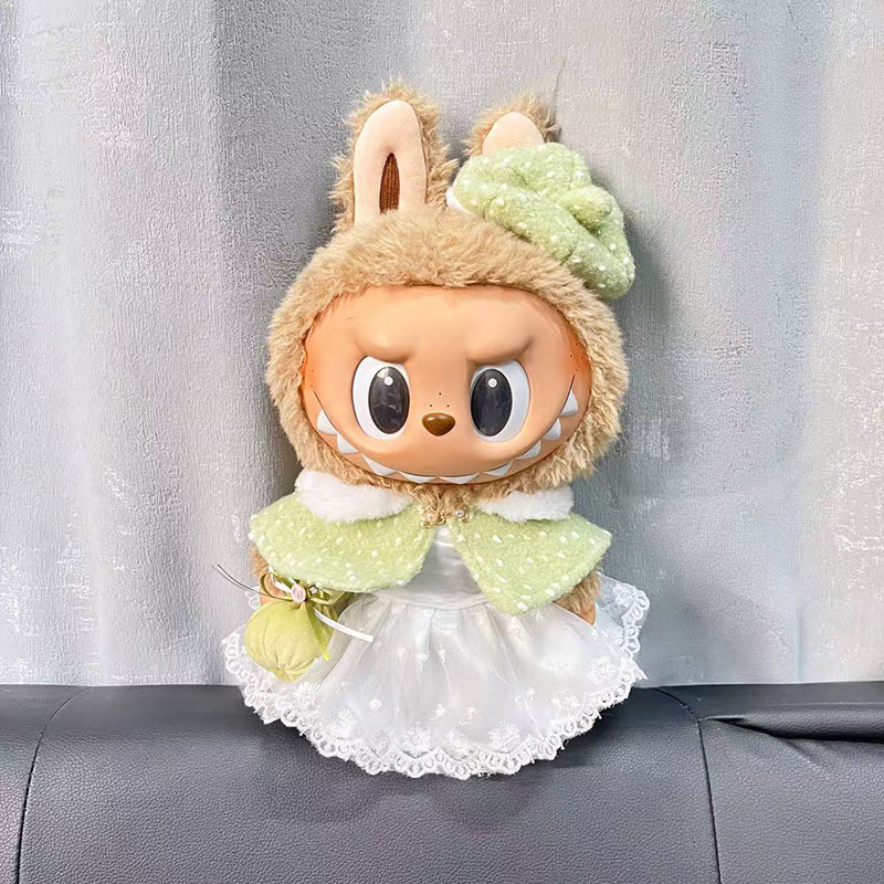 Ropa de muñeca de peluche de vinilo Labubu de 38cm para ropa de muñeca La Bu Time to Chill