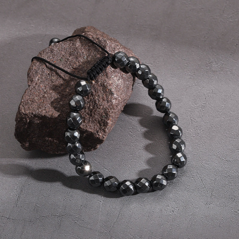 250g Weight Hematite Pendant Material Drawstring Bracelets Classification rope, Hematite Chain Material Beaded Chain, Woven Chain Chain Type Daily, Street Occasion black gallstone Material Geometric Pattern All Seasons Season Men's Gender Streetwear Style Streetwear Geometric Black Gallstone Men's Drawstring Bracelets Men Beaded Bracelets 7