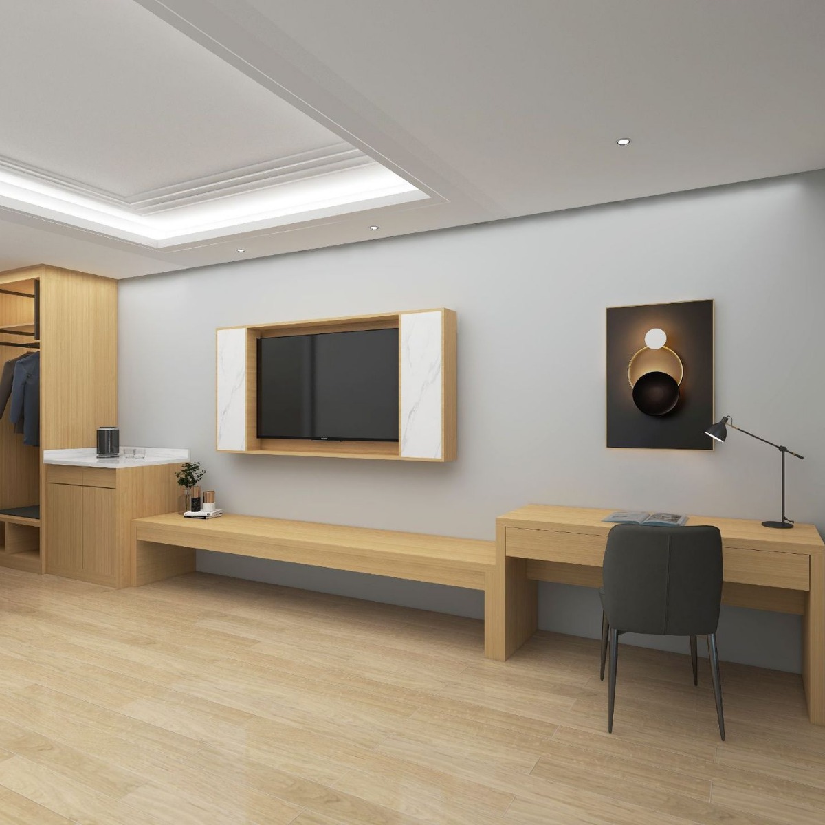 Muebles de hotel habitación estándar conjunto completo de marcos de cama de hotel Residencia de apartamentos habitaciones queen estilo moderno simple cama lujosa