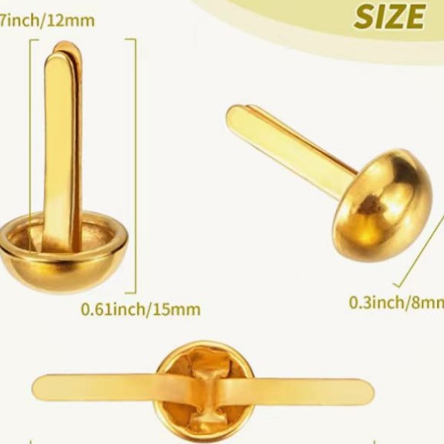 500PCs seta de oro de dos pies de uñas en stock 8mm cabeza redonda de dos pies de cubo de uñas de dos pies de uñas ventas directas de fábrica Amazon