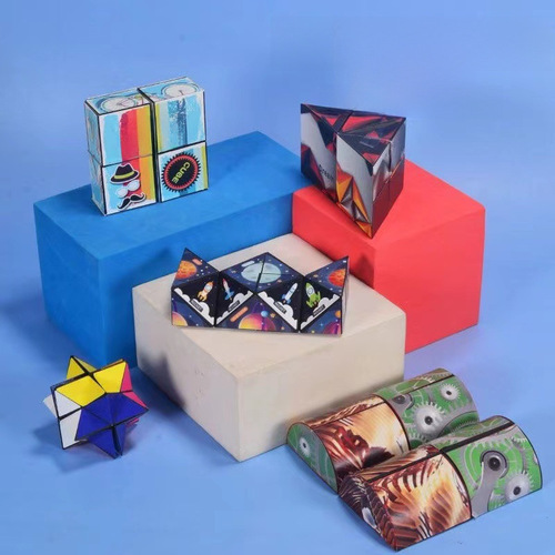 Transformable Geometric Magnetic Cube Cross-border Brain Teaser Puzzle Cube Stress Relief Brain Toy Wholesale from Street Vendors