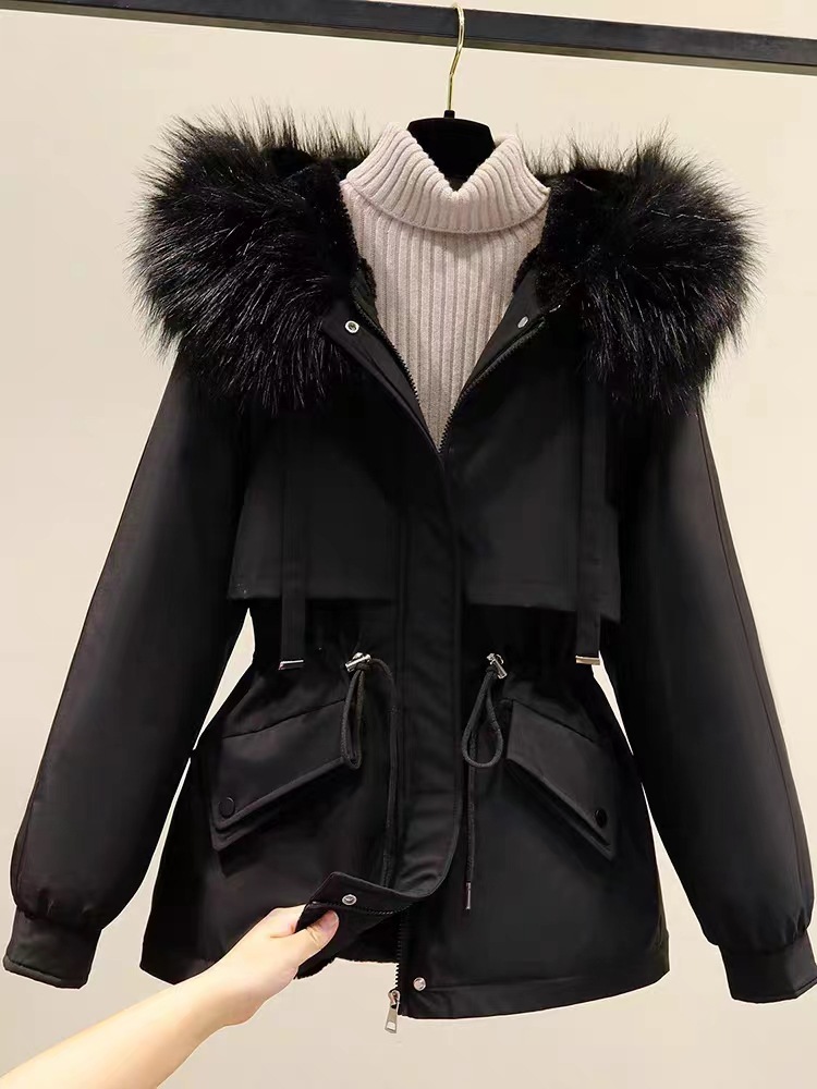 Women's Clothing Plush and thickened parka short loose large size down cotton coat autumn and winter Korean style hooded casual cotton jacket_voghion.com