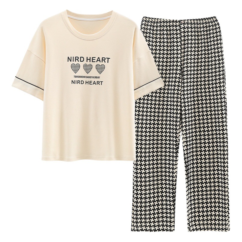 Conjunto de Pijamas de Algodón a Rayas para Mujer Suelto y Transpirable para Verano