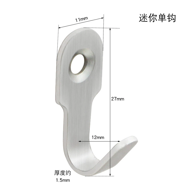 Stainless steel non -magnetic solid single hook kitchen bathroom chakle hook hook hook hotel hotel decoration door hook behind