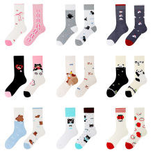 原创小清新款AB袜中筒不对称精梳棉袜子创意网红时尚个性情侣潮袜