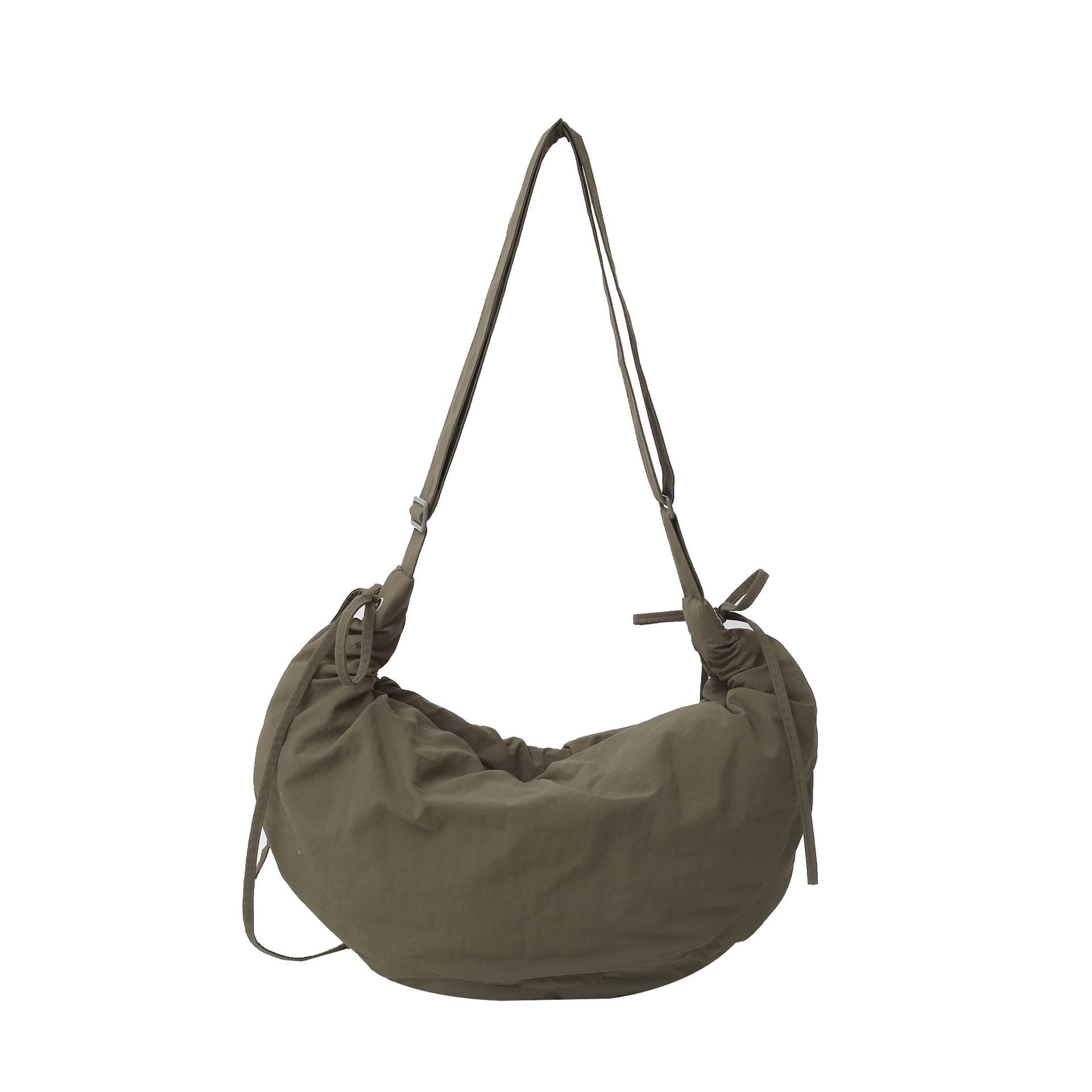 Bolso Bandolera Tipo Albóndiga de Nylon Plisado con Cierre para Uso Diario