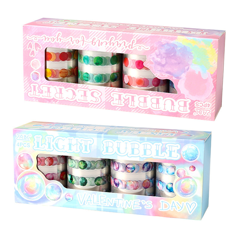 Bubble Time Series Tapicería de troquelado de pet a prueba de agua Juego de caja Diy Material de diario de cuenta manual Cinta de collage decorativa