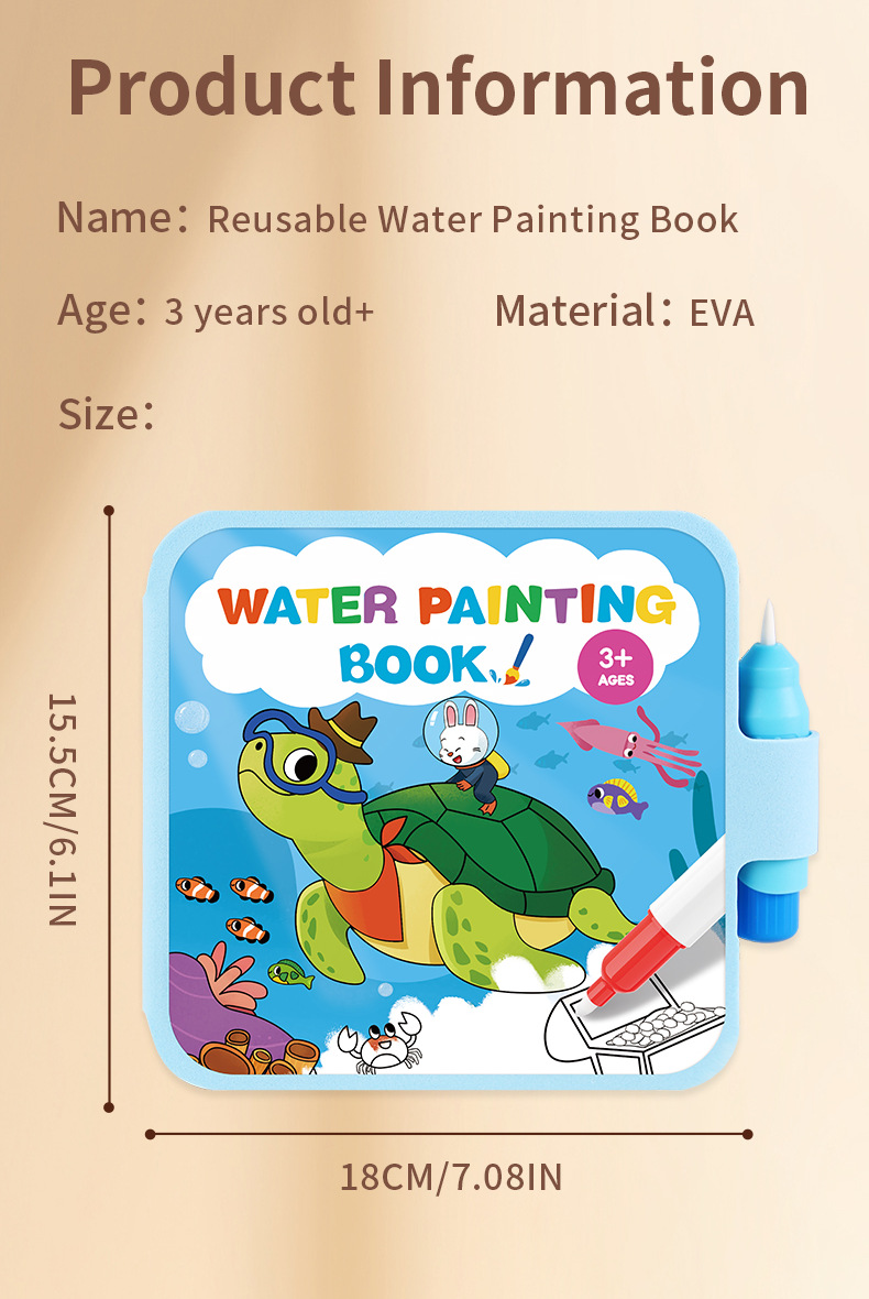 Wiederverwendbares Wasser-Malbuch Magisches Aquarell-Malbuch für Kinder Frühpädagogisches Ruhiges Buch – Detail 15