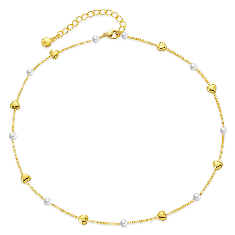 Einfacher Stil Herz Künstlicher Kristall Kupfer Halskette In Masse display picture 2