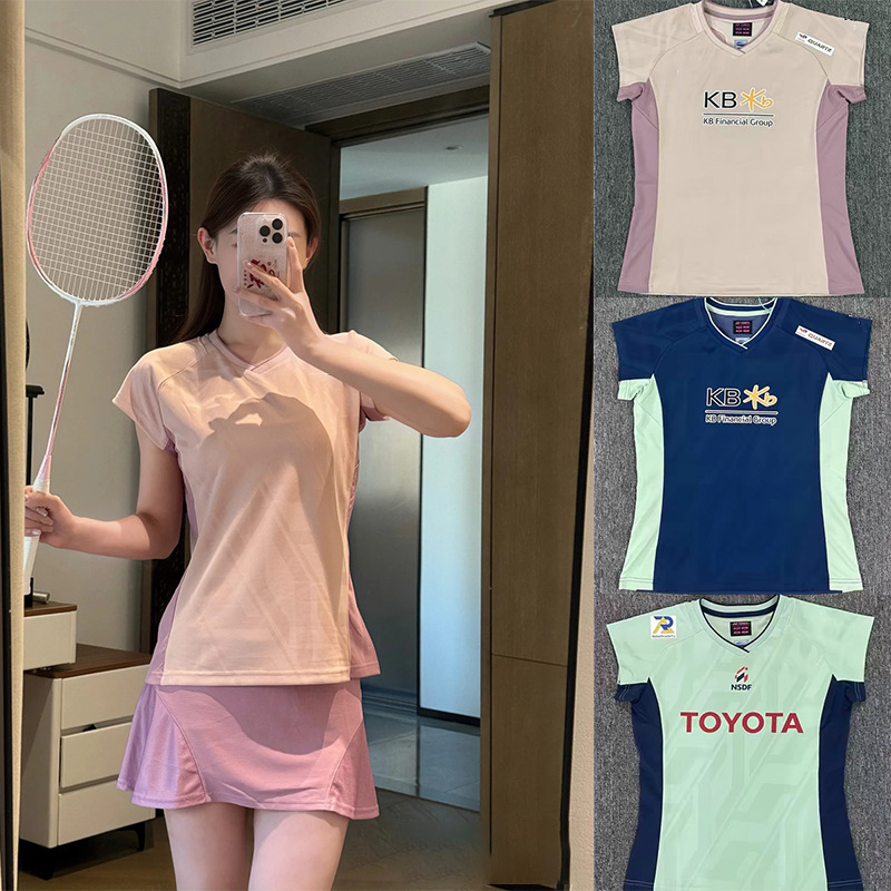 2025新款yy透气速干羽毛球服韩国队全英大赛服男女运动比赛短袖|undefined