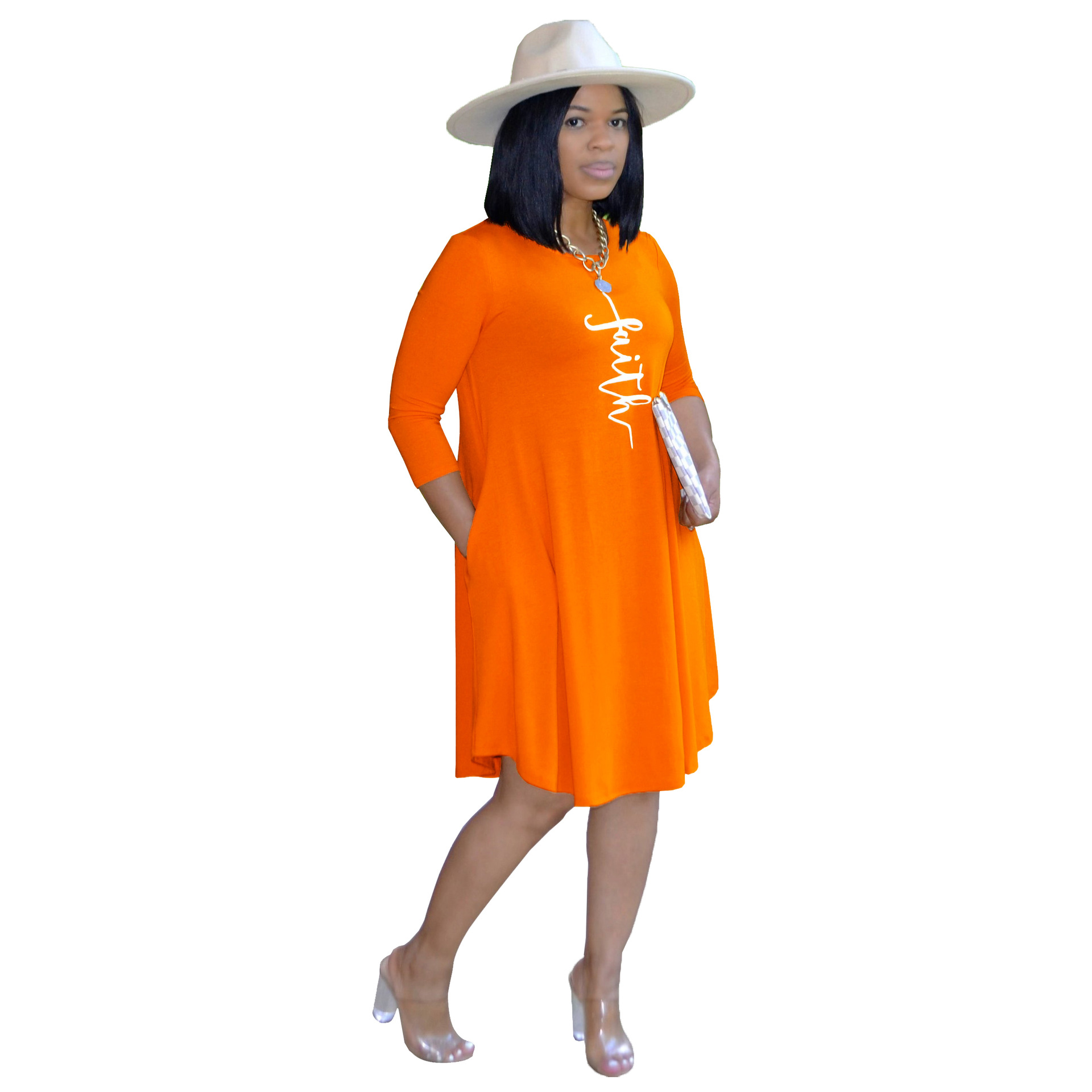 Casual Mid-Sleeve T-Shirt Dress NSALI108473