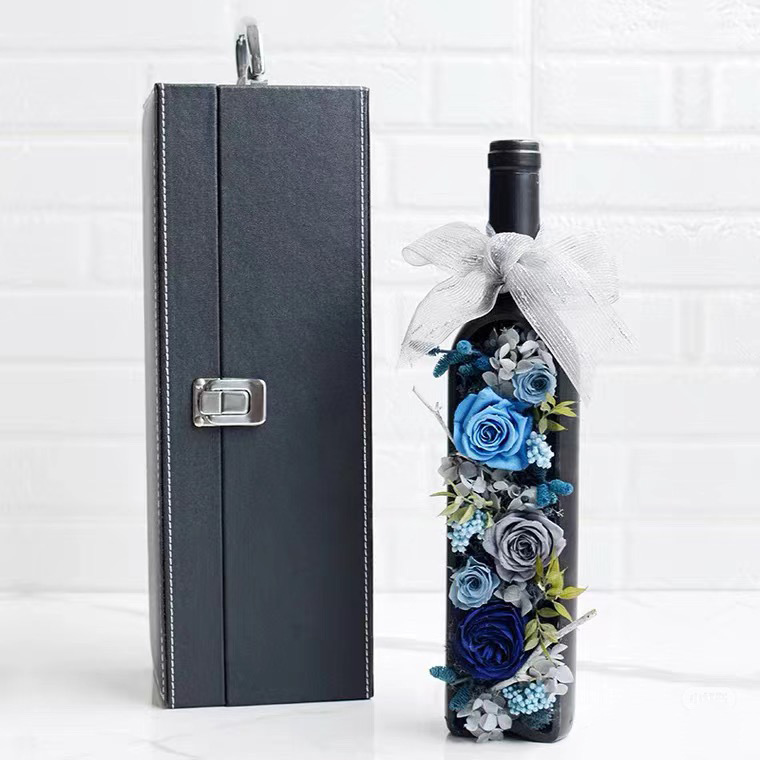 Botella de vino rosas para la vida eterna con caja de regalo al por mayor Día de San Valentín regalos de boda y cumpleaños decoración para el hogar