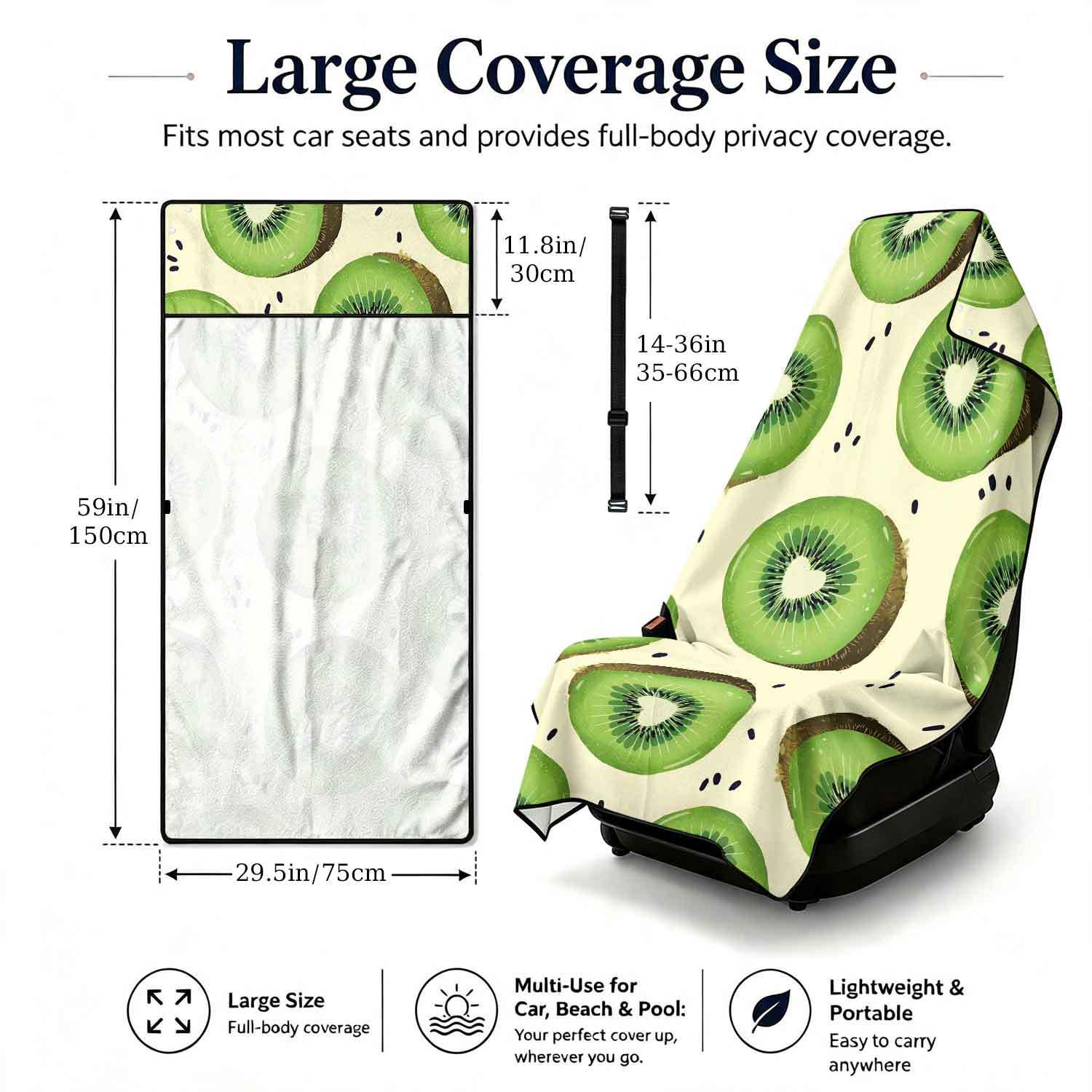 Printed bath towel and car seat cover 2-in-1, ultra-fine fiber outdoor beach and car dual-use universal seat cushion