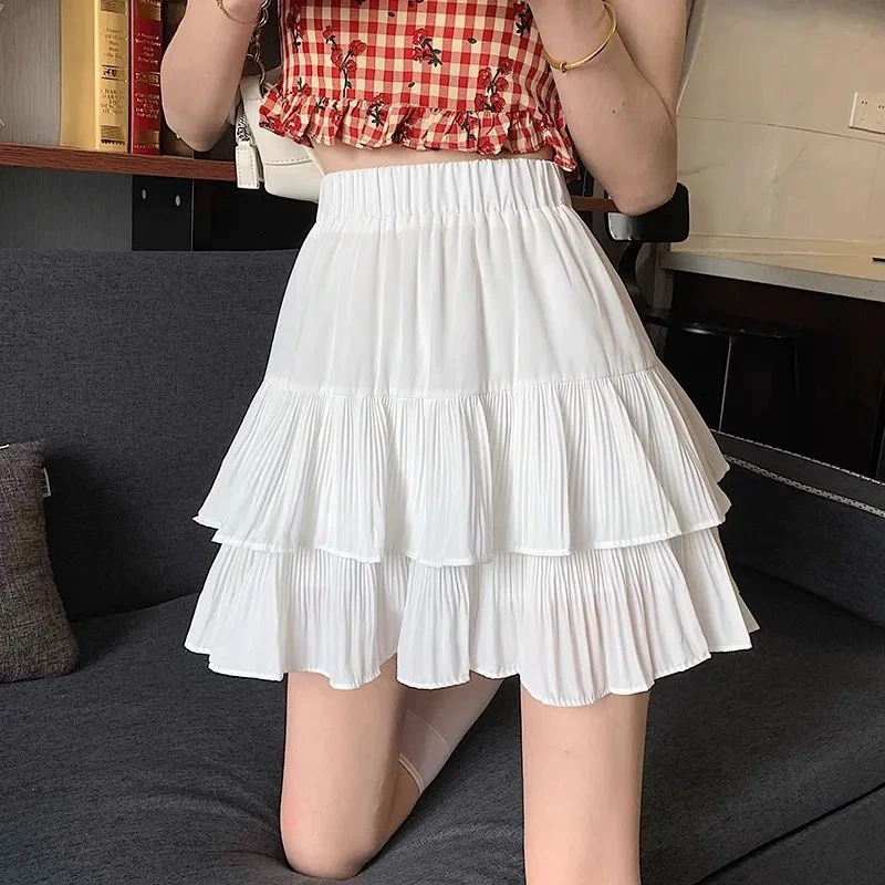 Плиссированная юбка-тортик, новинка лета 2025, плиссированная юбка-зонтик с высокой талией, модная юбка трапециевидной формы, женская пышная юбка, модная