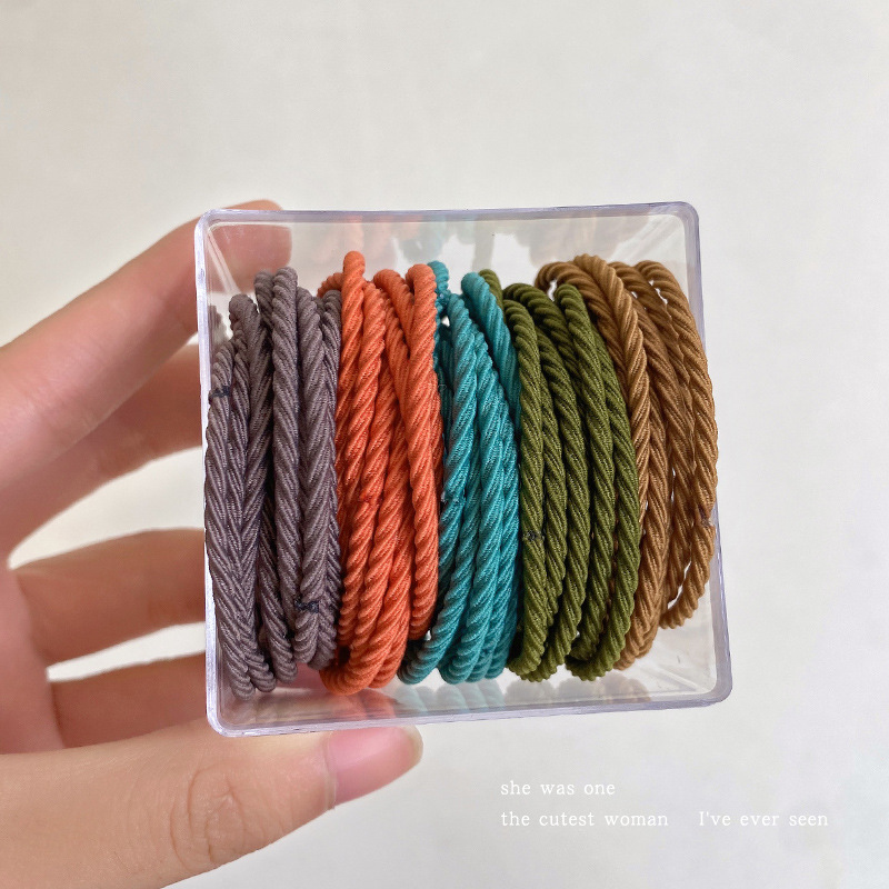 Alta banda de goma elástica banda de pelo cuerda de pelo no duele lazo de pelo alta Cola de Caballo lazo de pelo duradero en caja cuerda de pelo de color coreano