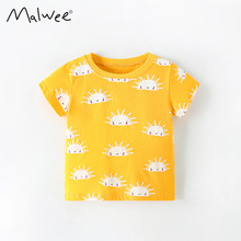 malwee女童短袖夏装新款欧美中小童休闲圆领衫小女孩儿童T恤衫