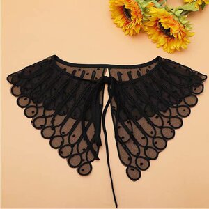 The new triad embroidery dress small shawl collar dickie black spot supply led the doll