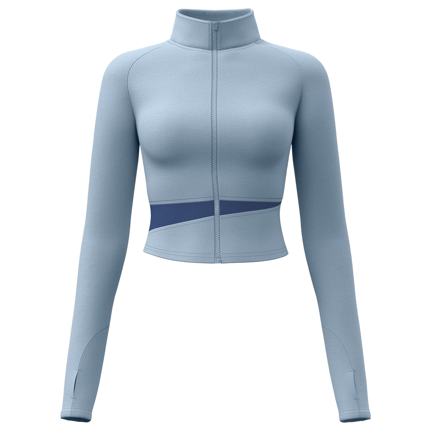 Juyi Tang honey桃 color combinación chaqueta de yoga desnuda chaqueta deportiva de cuello alto delgada ropa de ejercicios transpirable mujer