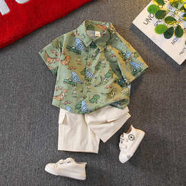 男童夏季套装2025新款儿童装短袖夏款痞帅洋气男宝宝夏季短袖套装