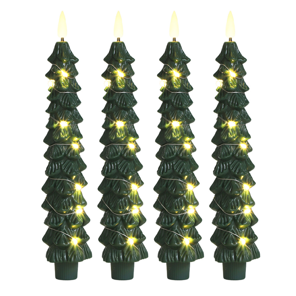 크리스마스 트리 따뜻한 흰색 플래시 + 조명 스트링(4개 팩)