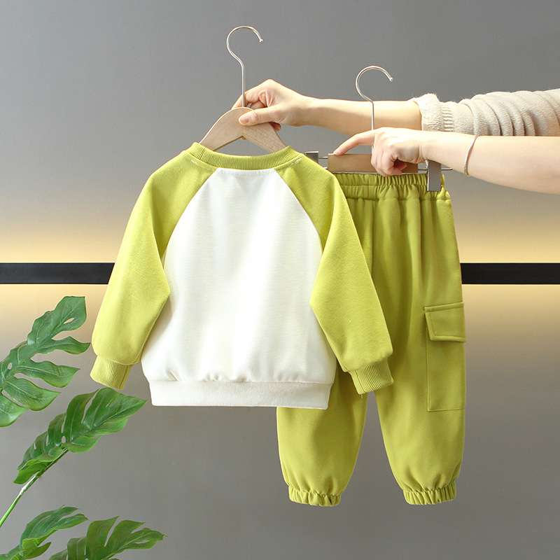 7721 Traje de primavera para niños 2025 Nuevo estilo para niños Ropa de celebridades de Internet de estilo occidental para niños Traje de dos piezas de primavera y otoño para bebés