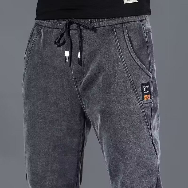 Elastic Waist Jeans Men's Spring and Autumn New 2025 New Loose Straight Casual Men's Long Pants