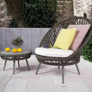 Modern Simple Rattan Outdoor Sofa Chair Restaurant Leisure Balcony House Garden Designer Coffee Table Single