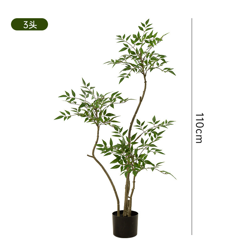 Simulación de plantas verdes Sensación avanzada Bambú Nantian Planta en maceta de piso grande Sala de estar interior Árbol falso biónico Decoración de plantas