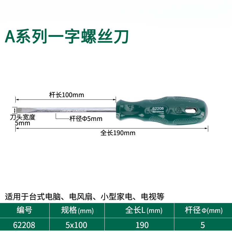 Destornillador de cabeza de rábano pequeño destornillador de ciruela de boca plana cruzada