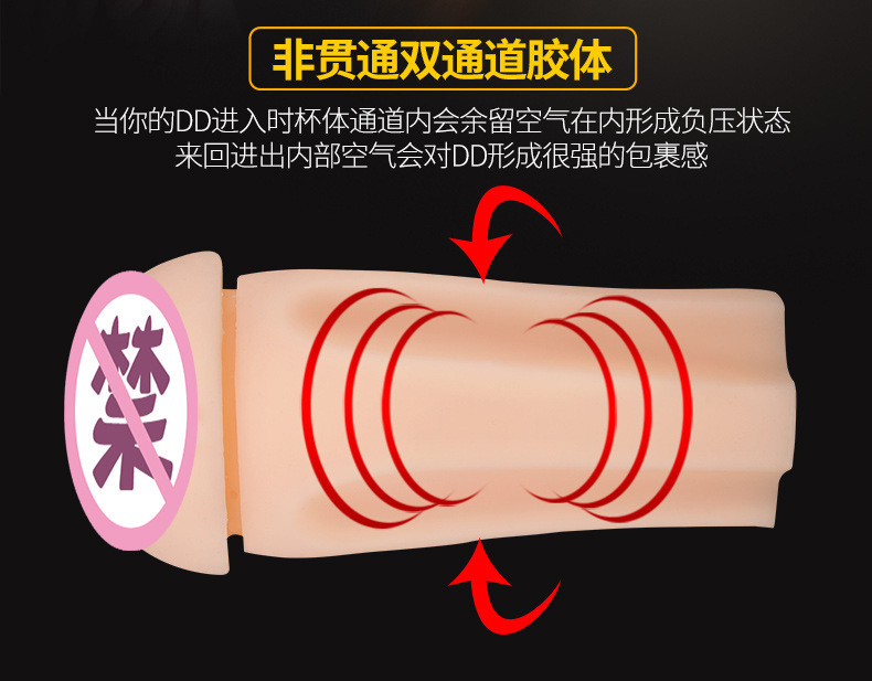 Mystery Love Dual-Channel Manual Masturbator Cup, ABS+TPE, Champagne, Adult Male — detail image 11