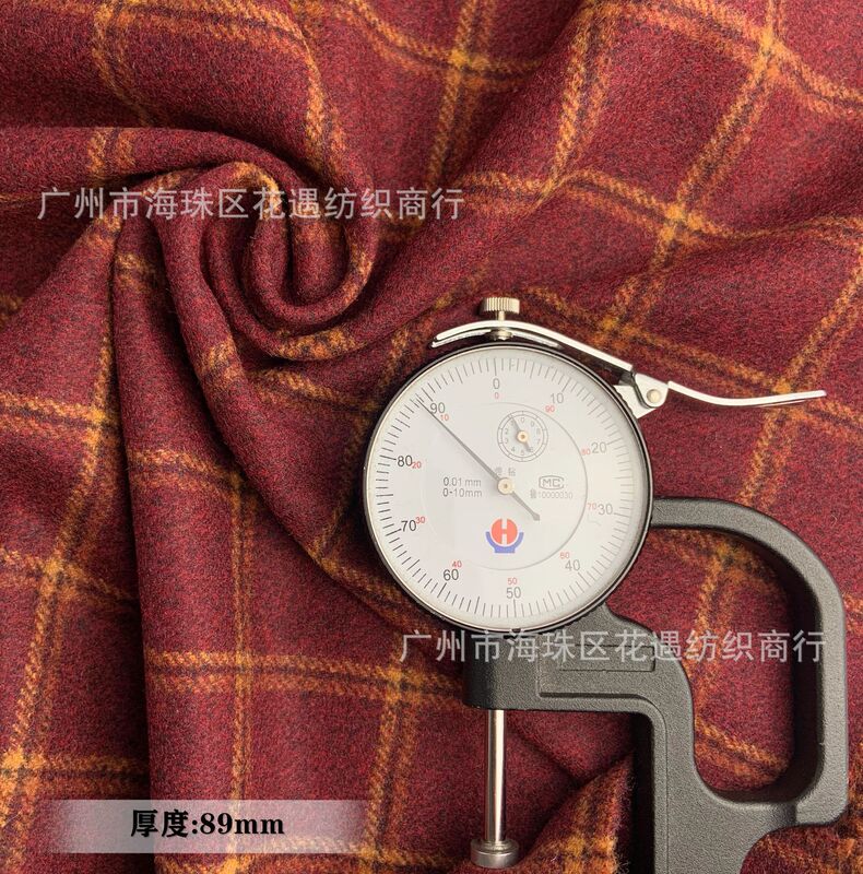 Yili Plaid Twill Single-Layer Cashmere Coat Fabric 70% Wool 700g Thick Wool Plaid Tweed Coat Fabric