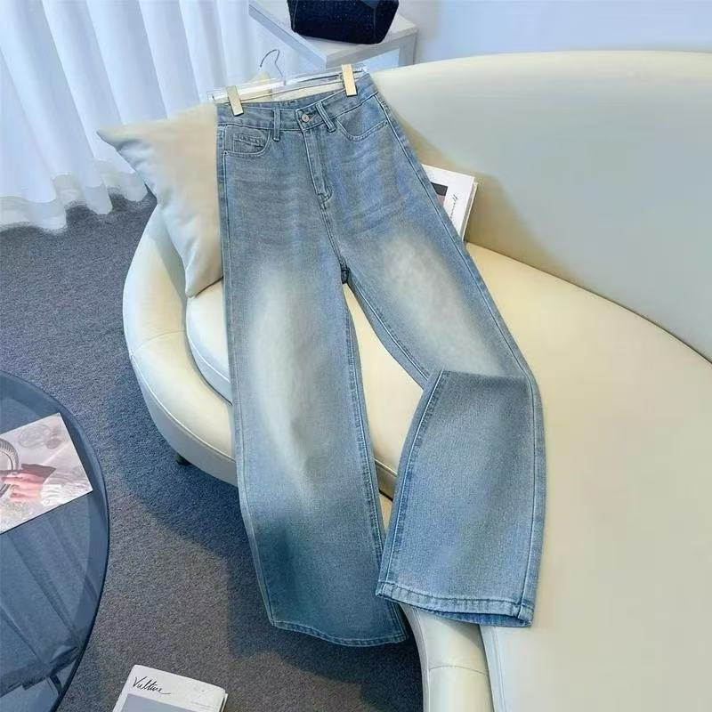 2026 Plus-Size Slimming Pear-Shaped Figure Retro Blue Straight-Leg Jeans for Women, Autumn and Winter Loose Wide-Leg Pants Wholesale 2026 Plus-Size Slimming Pear-Shaped Figure Retro Blue Straight-Leg Jeans for Women, Autumn and Winter Loose Wide-Leg Pants Wholesale