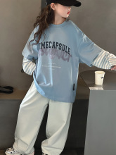 巴拉巴拉秋季中大女童卫衣新童装儿童女孩拼接袖卫衣上衣秋装代发