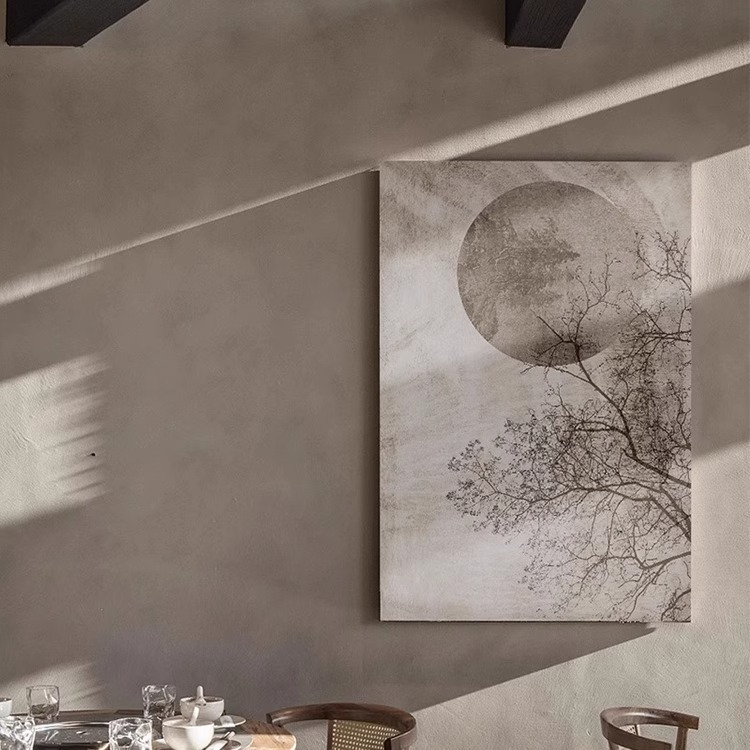 わびさびリビングルーム大型吊り絵画新中国風ログスタイル玄関ホテルB&B寝室ベッドサイド装飾絵画壁画|undefined