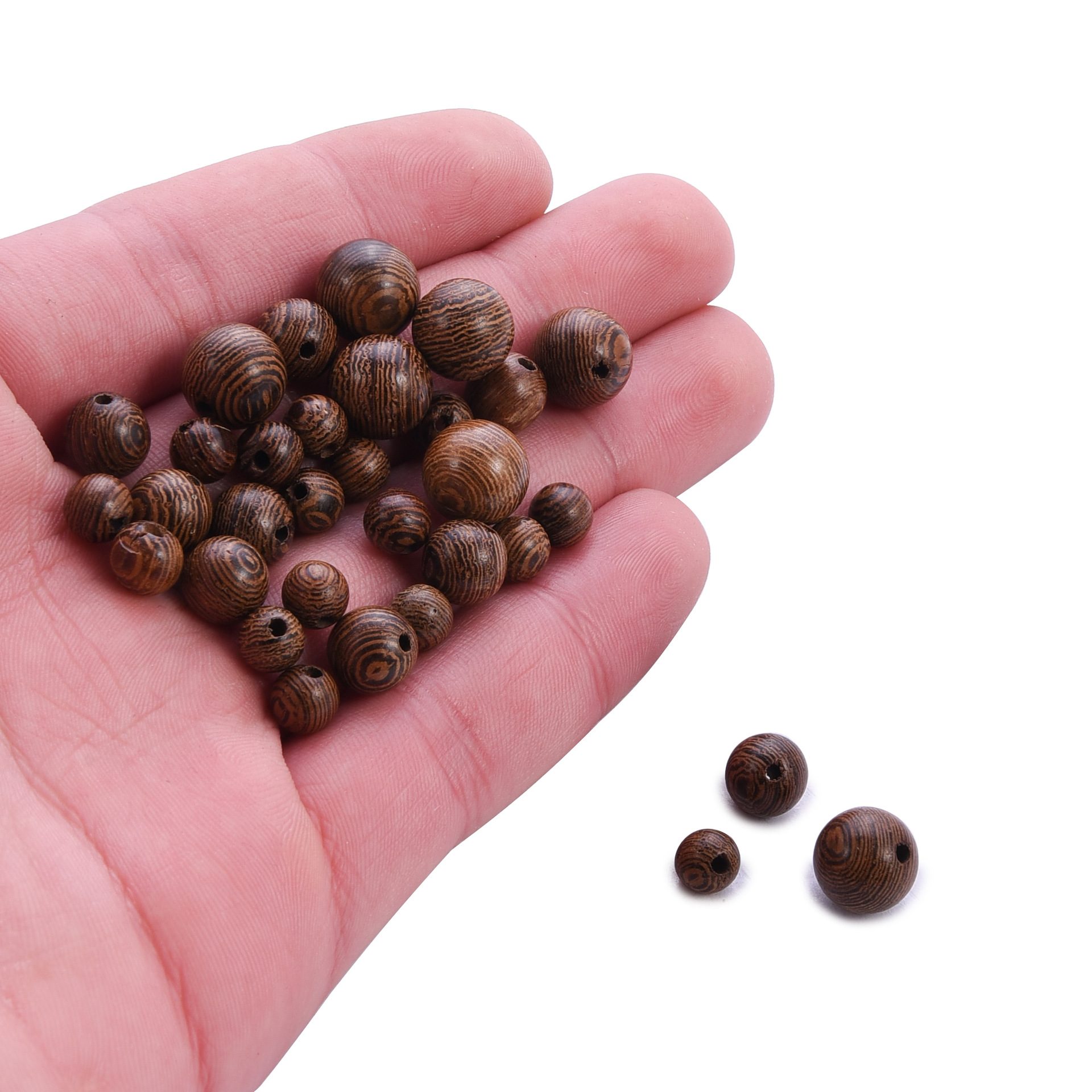 Original Design Style DIY Ornament Accessories Natural Door Frame Round Beads Perforated Scattered Beads Wooden Perforated Beads Bracelet String Beads Materials