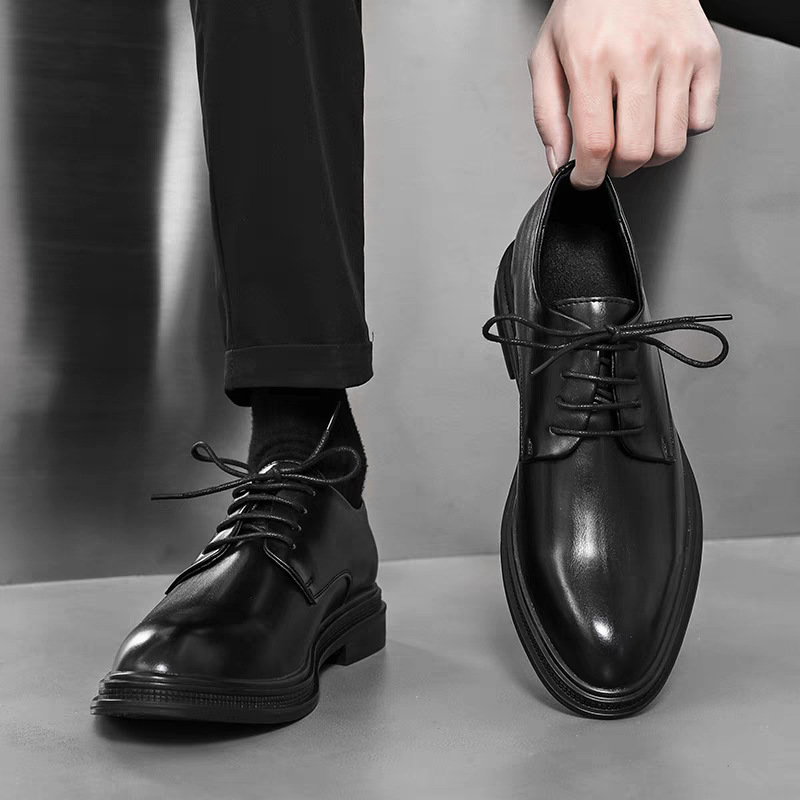 Zapatos de cuero de hombre otoño y invierno de hombre vestido formal de negocios de cuero suave con suela suave punta de boda cordón de novio zapatos de alta calidad
