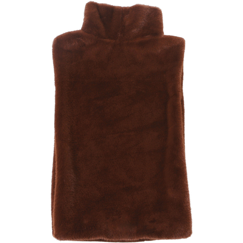 2026 Autumn New Women's Fashion European And American Style Solid Color High Neck Furry Vest Sleeveless Waistcoat Top_ecoleips.com