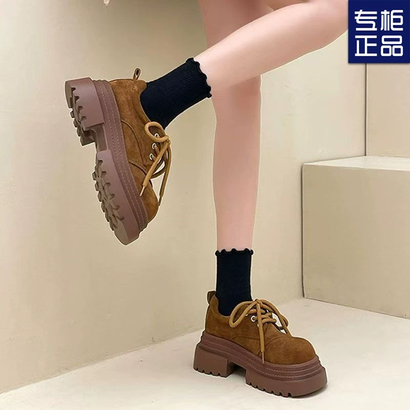 2025 весна и осень новый дикий шнуровка мода прилив толстых подошв одиночные туфли женские ретро британский стиль туфли Lefu обувь женские