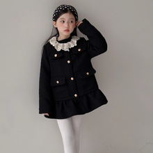 童装2025冬女童法式小香风娃娃领毛呢外套裙女宝千金风夹棉西装裙