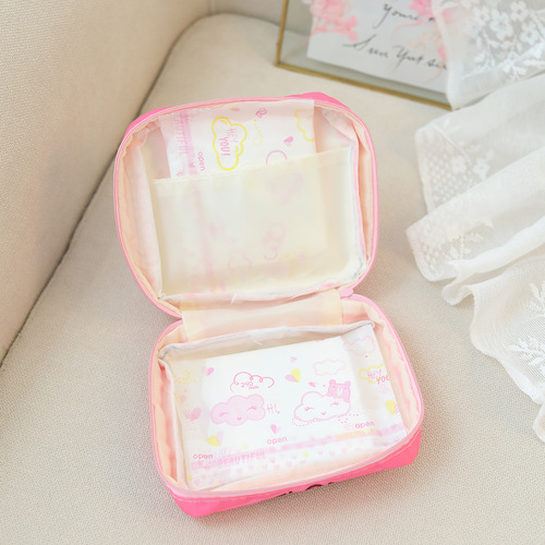 Japanese cartoon striped series sanitary napkin storage bag cute girl portable cosmetics small item bag