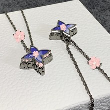 高版本紫罗兰四叶草棱形项链可开合设计吊坠个性百搭情侣七夕礼物