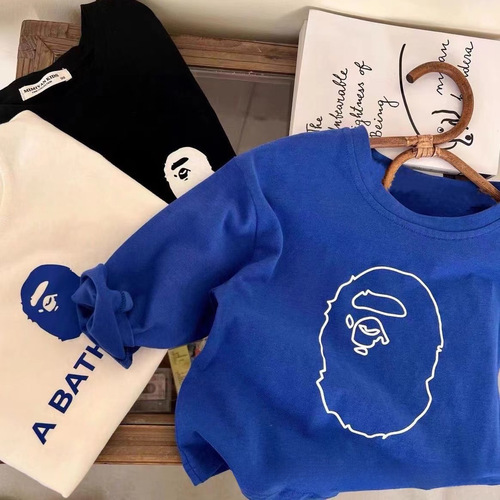 Children's 100% Cotton Long-Sleeve Base Shirt for Spring and Autumn, for Young and Middle Children, Simple Style Top T-Shirt for Boys and Girls, Trendy Clothing