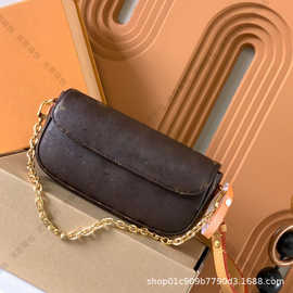 25新款老花女包真皮ivy链条麻将包手机包腋下中古单肩斜跨手提包