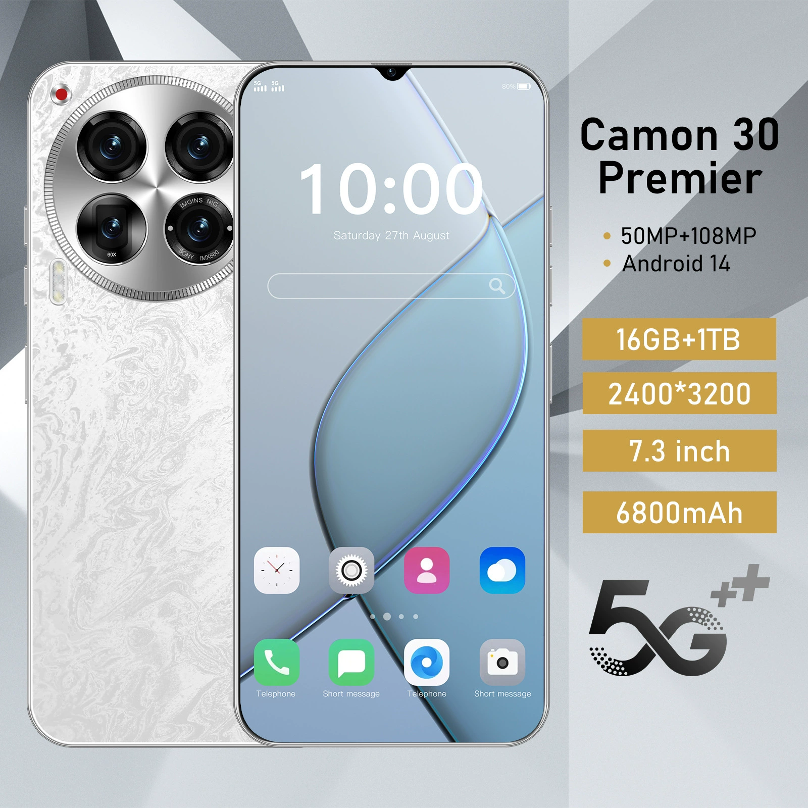 Новый кросс-брендовый мобильный телефон Camon30 Global 16+1T Android с большим экраном можно отправить от имени других (горячий модель)